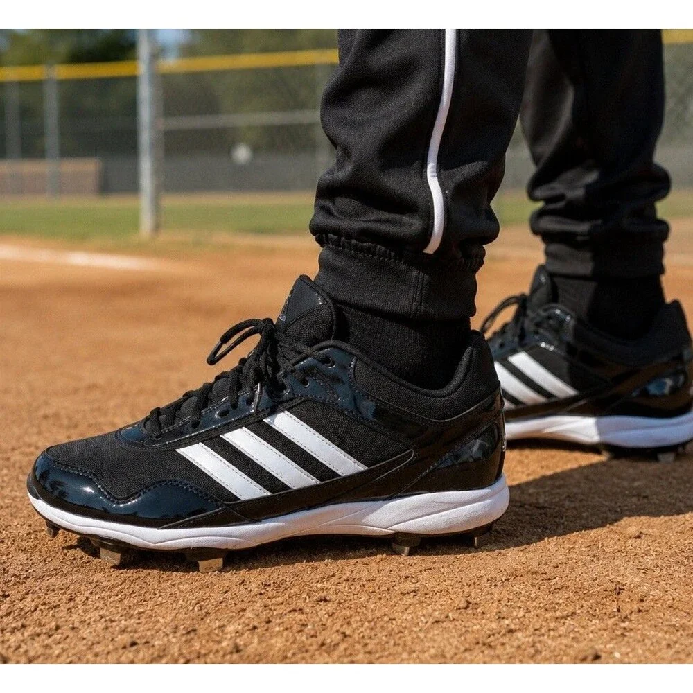 Adidas Baseball Cleat Sz 14 Men's Black New without Box Extra White Laces